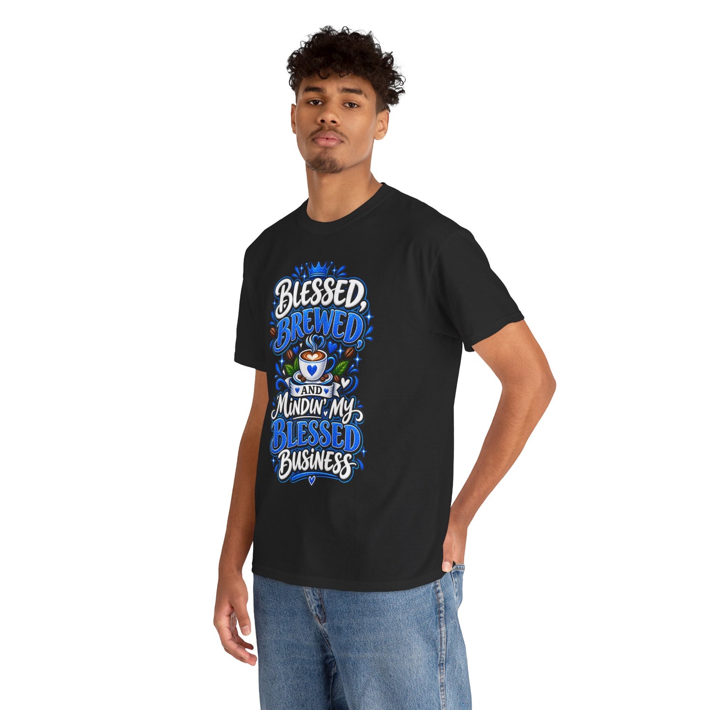 "Blessed, Brewed, and Mindin, DF" T-Shirt by DM1111