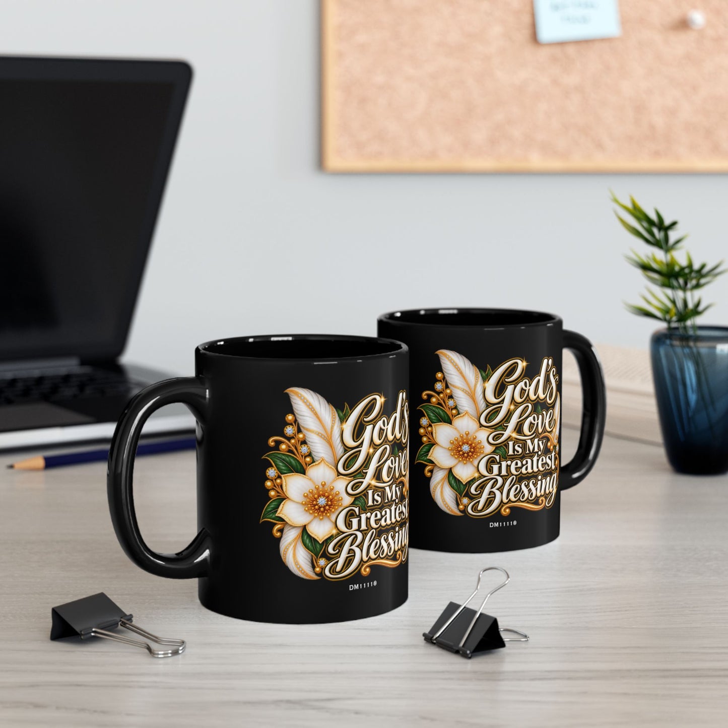 "God's Love Is My Greatest Blessing" Divine Faith mug (Black, 11oz/15oz)