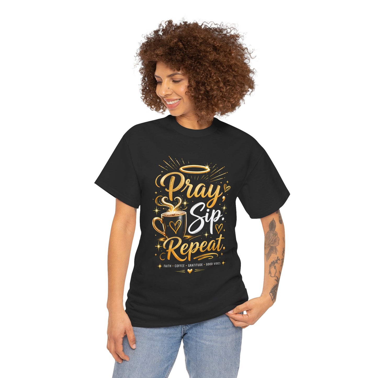 "Pray. Sip. Repeat DF" T-Shirt by DM1111