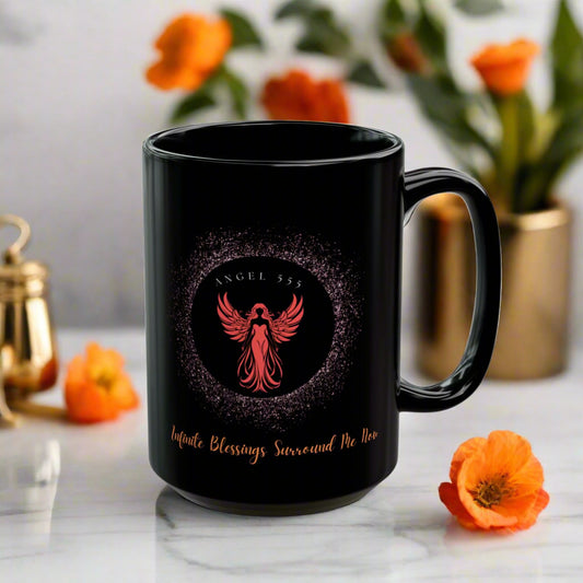 Angel 555 DM1111 Black Mug (11oz, 15oz)