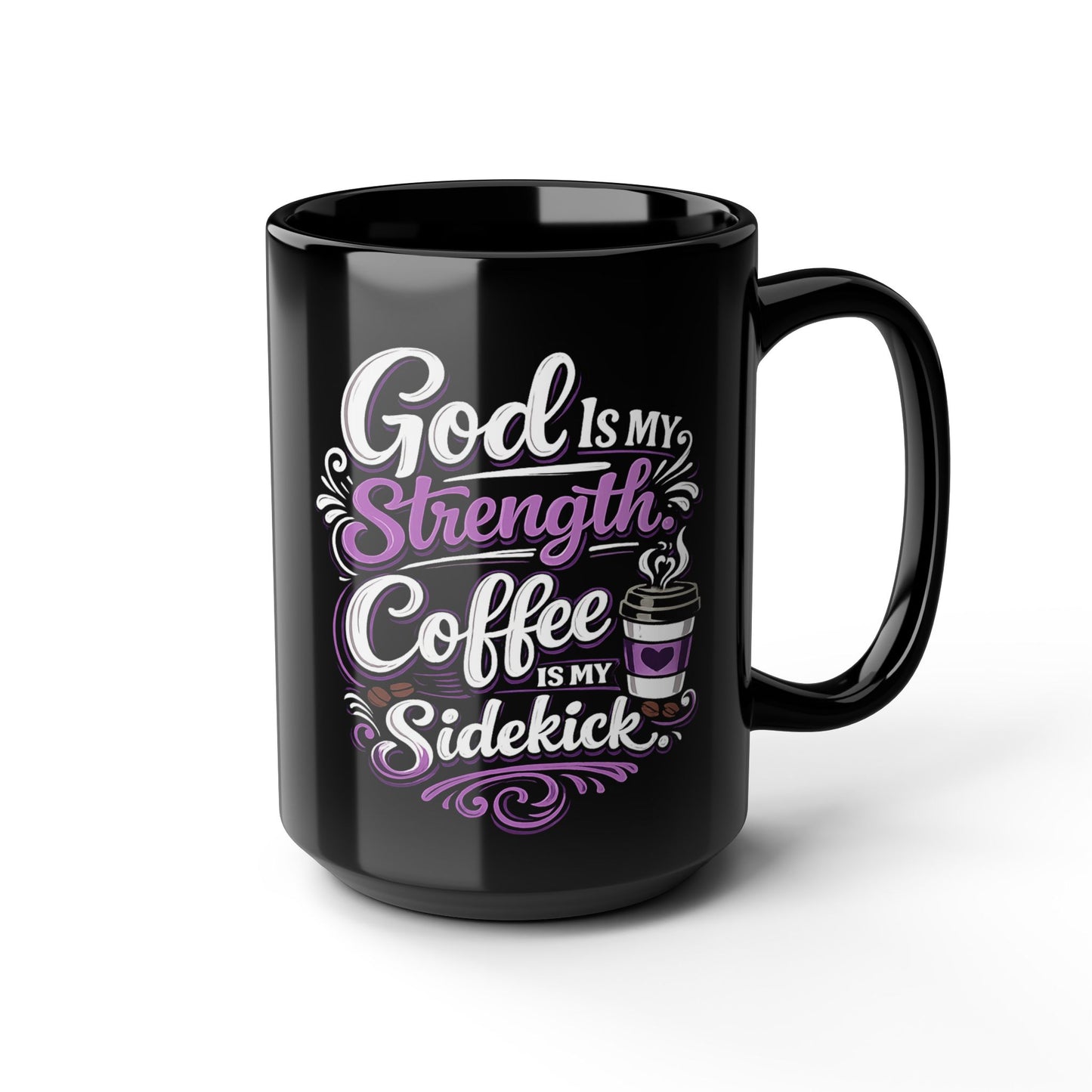 "God Is My Strength, DF" Divine Faith mug (Black, 11oz/15oz)