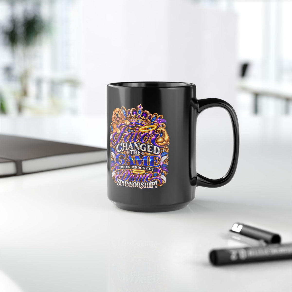 "Favor Changed The Game, DF" Divine Faith mug (Black, 11oz/15oz)