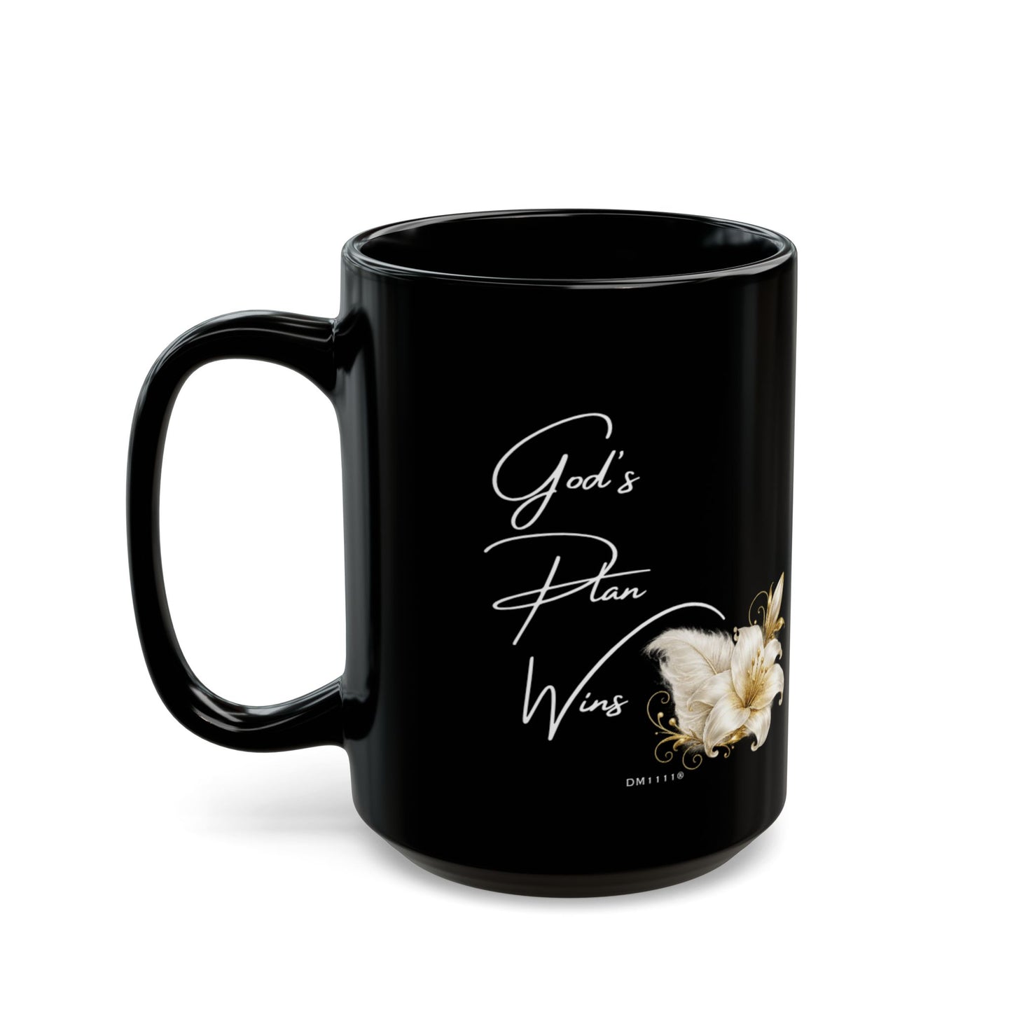 "God's Plan Wins" Divine Faith mug (Black, 11oz/15oz)