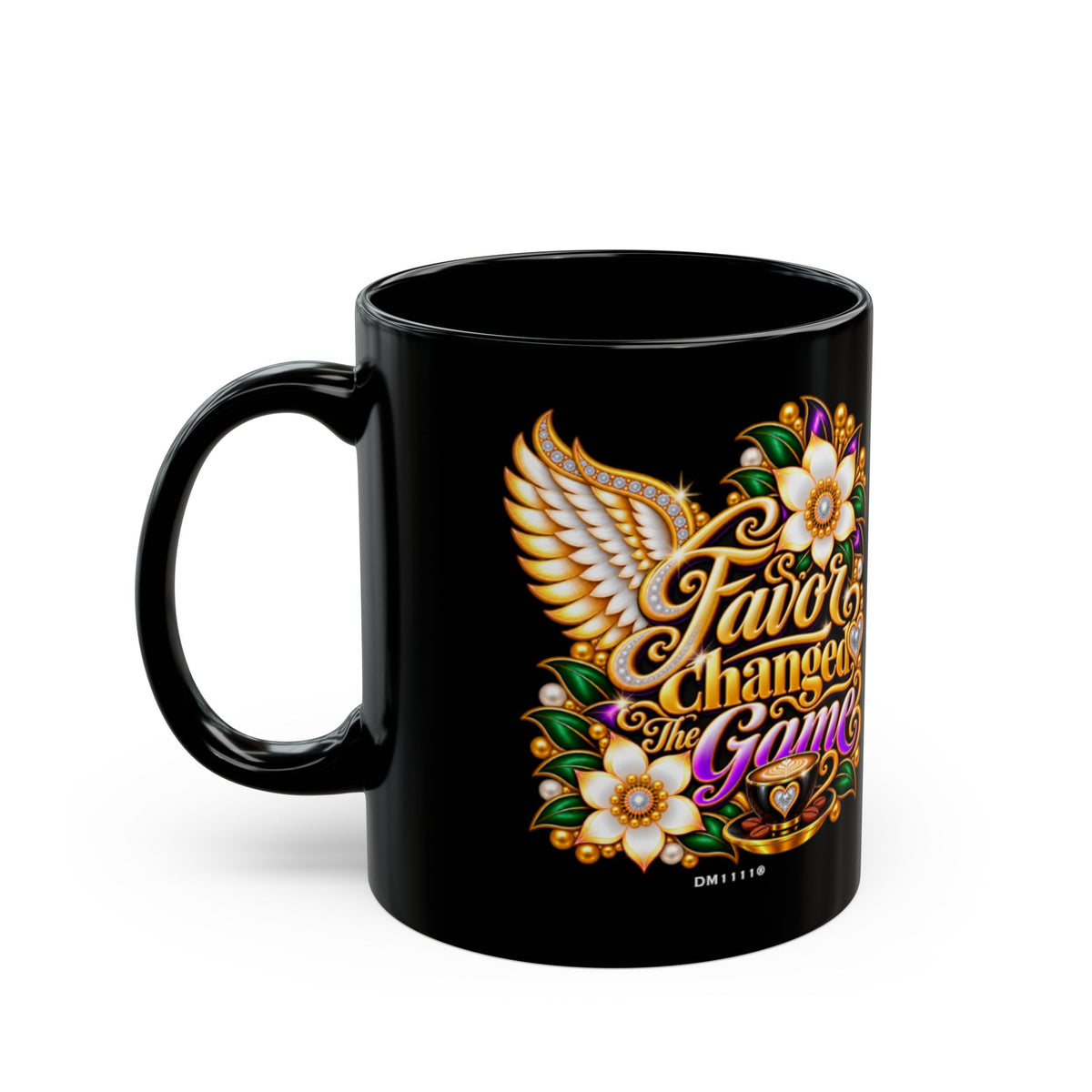 "Favor Changed The Game" Divine Faith mug (Black, 11oz/15oz)