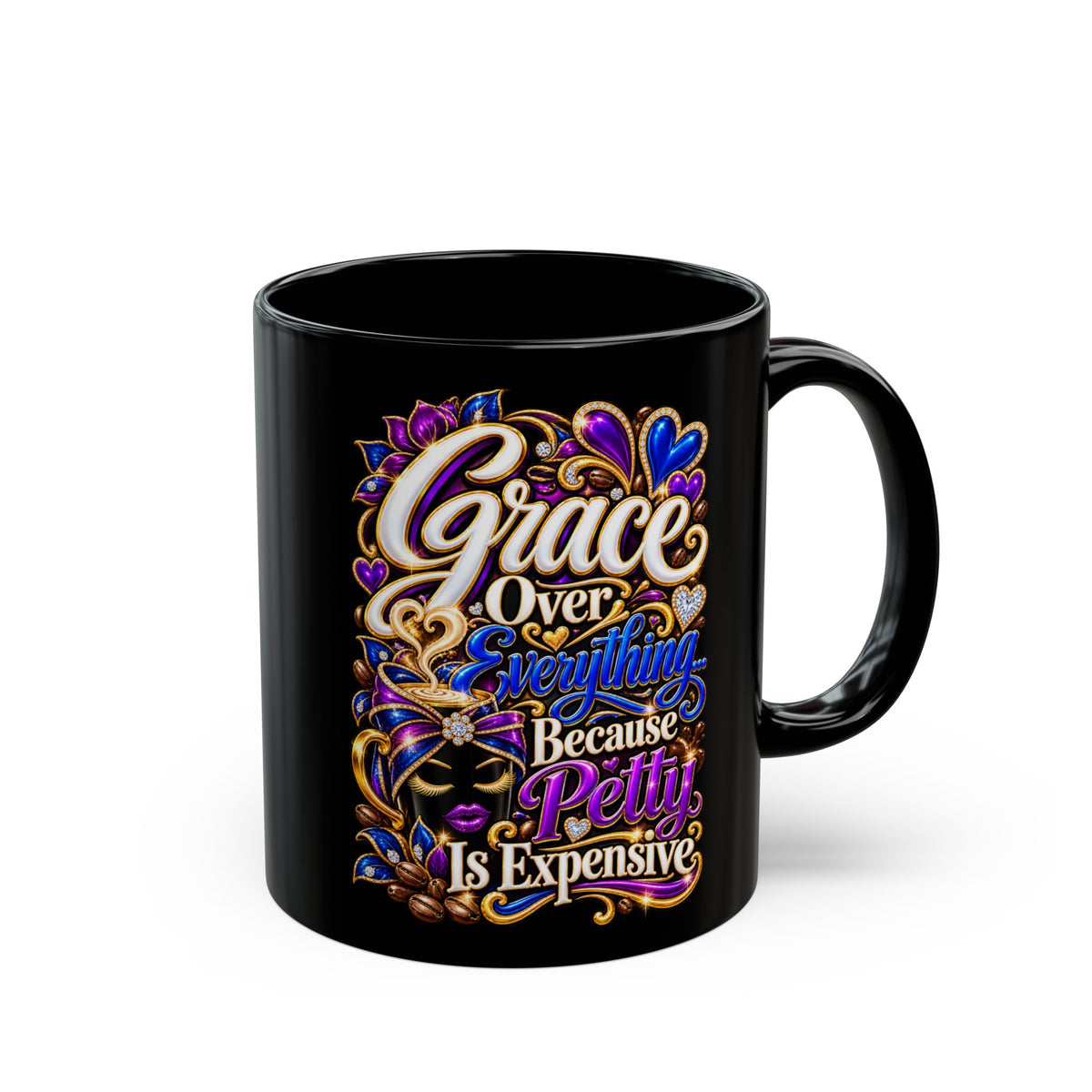"Grace Over Everything, DF" Divine Faith mug (Black, 11oz/15oz)
