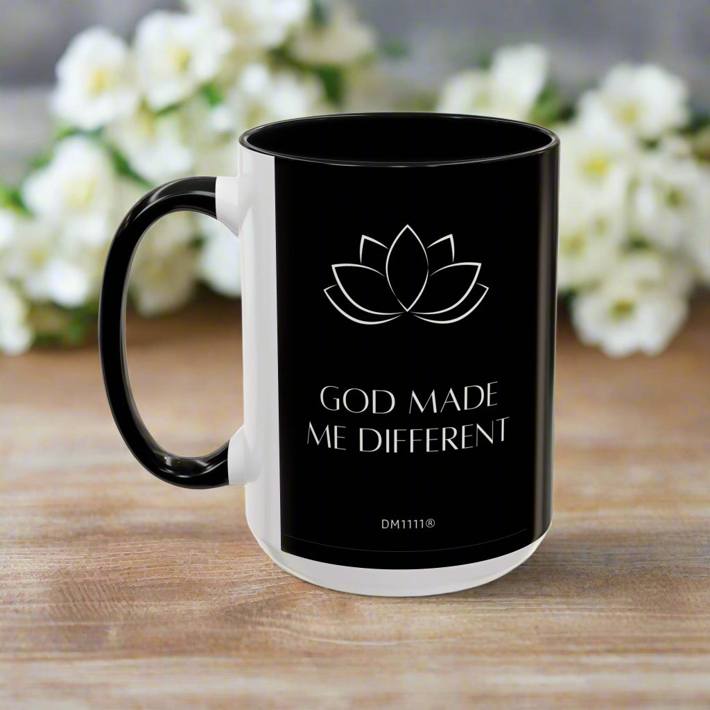 DM1111 "GOD Made Me Different" Accent Coffee Mug (11, 15oz)