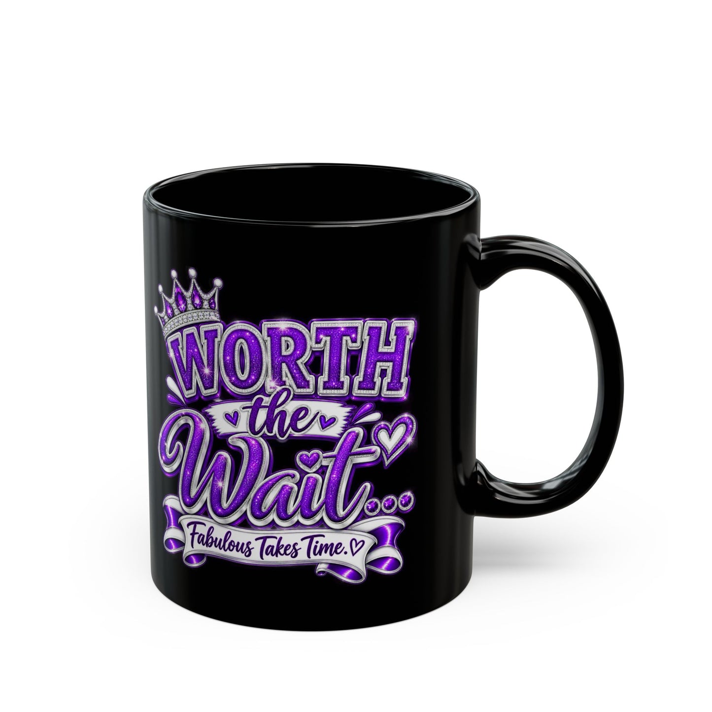 "Worth The Wait, DF" Divine Faith mug (Black, 11oz/15oz)