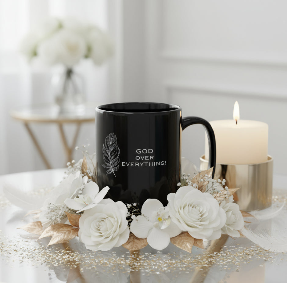 DM1111 "God Over Everything" Black Mug (11oz, 15oz)