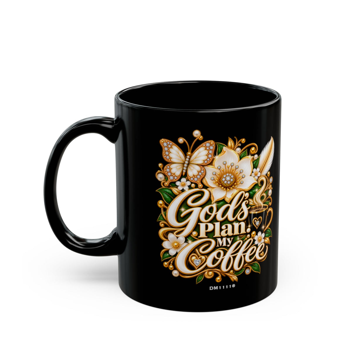 "God's Plan. My Coffee." Divine Faith mug (Black, 11oz/15oz)