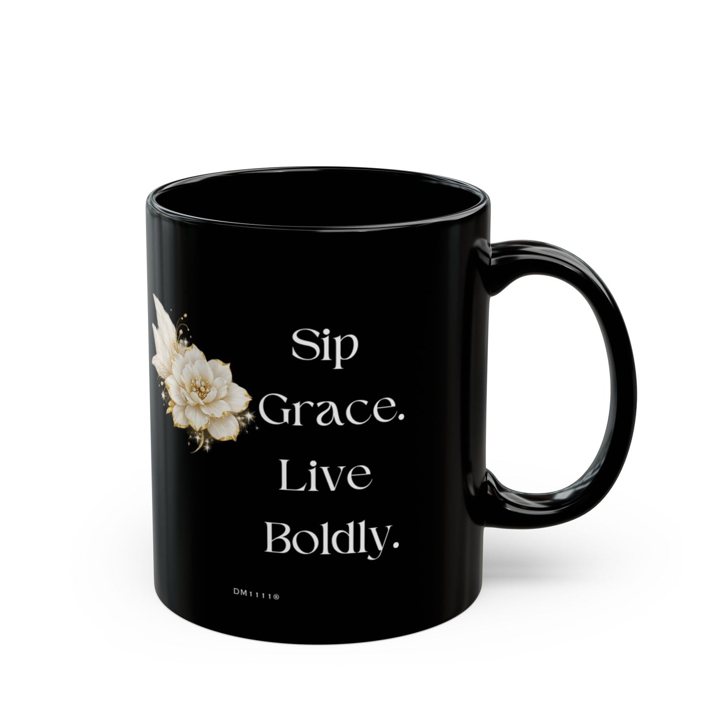"Sip Grace. Live Boldly." Divine Faith mug (Black, 11oz/15oz)
