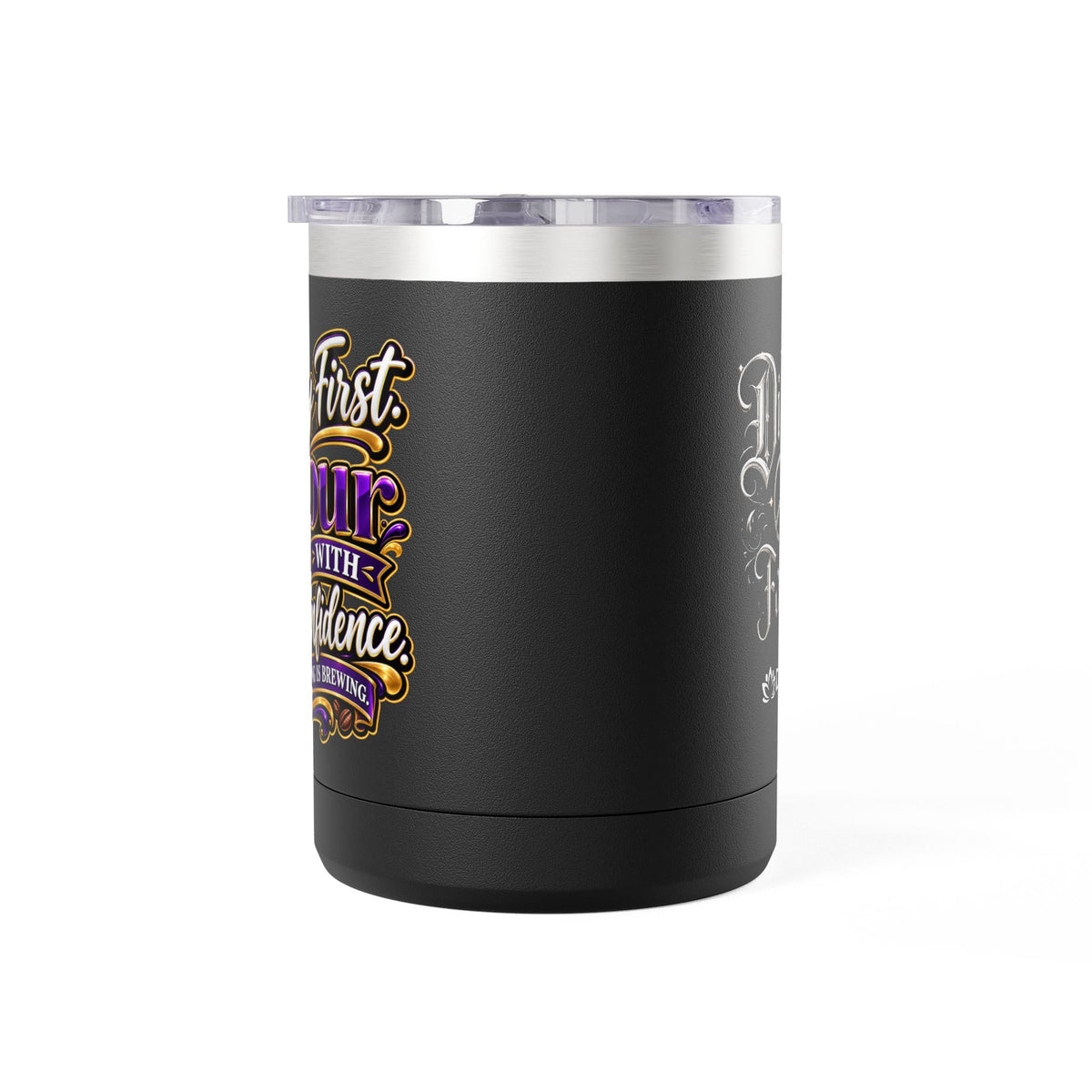 "Pray First. Pour With Confidence, DF" 15oz Insulated Travel Mug