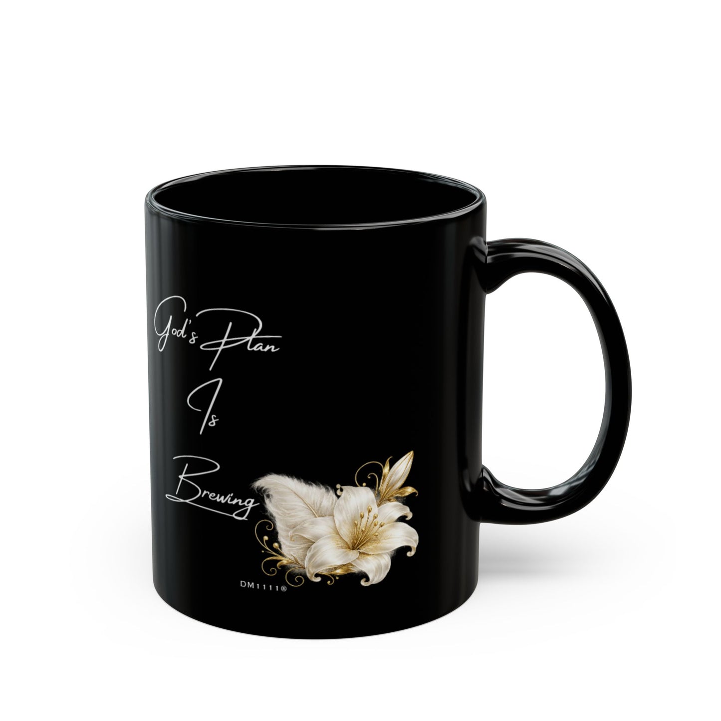 "God's Plan Is Brewing" Divine Faith mug (Black, 11oz/15oz)