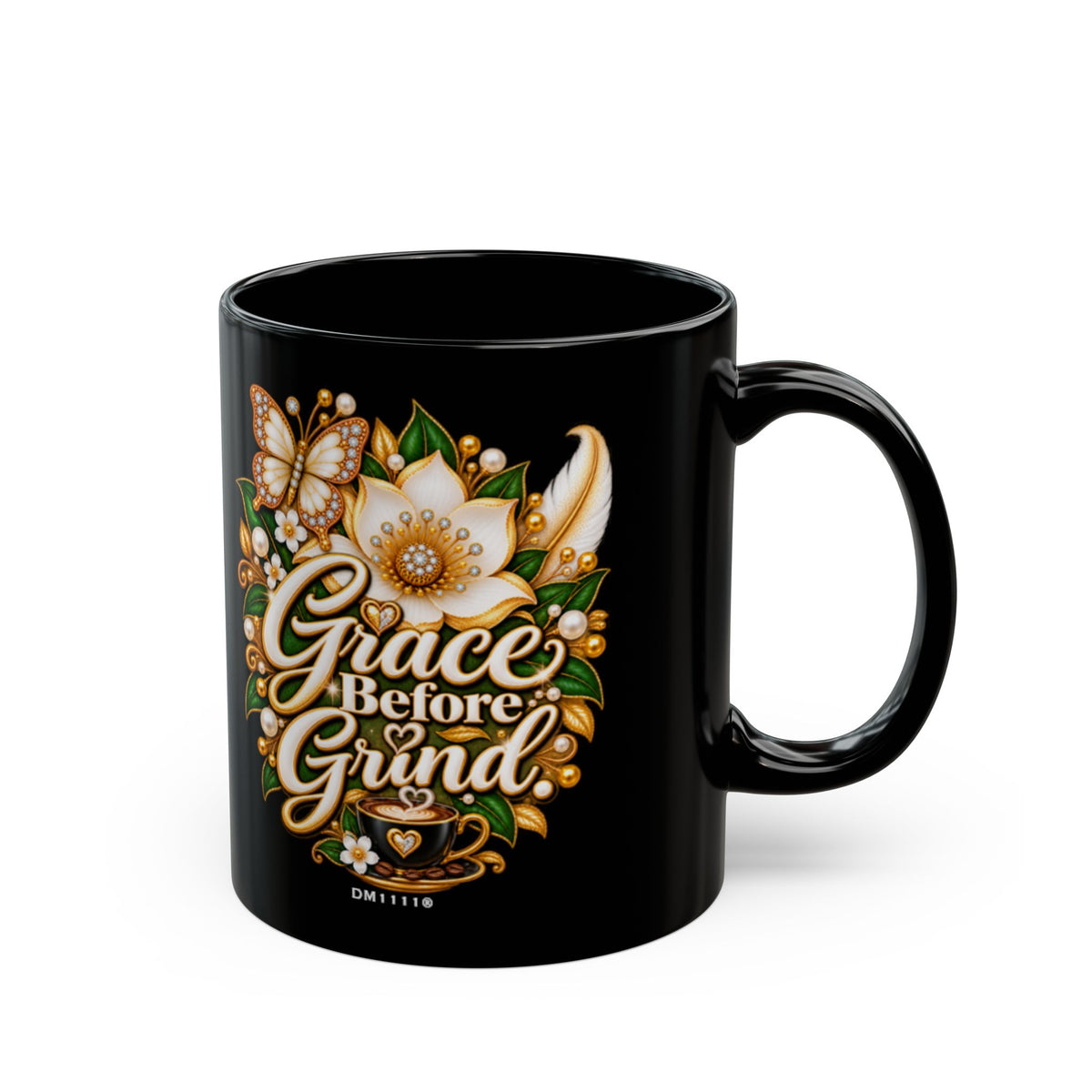 "Grace Before Grind" Divine Faith mug (Black, 11oz/15oz)