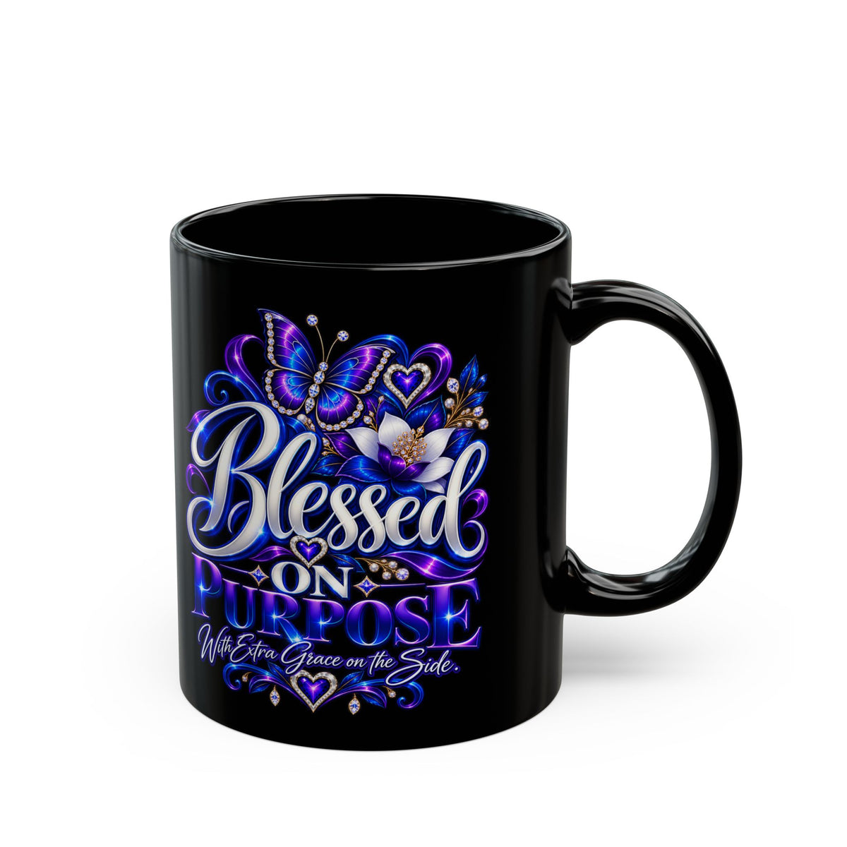 "Blessed On Purpose, DF" Divine Faith mug (Black, 11oz/15oz)