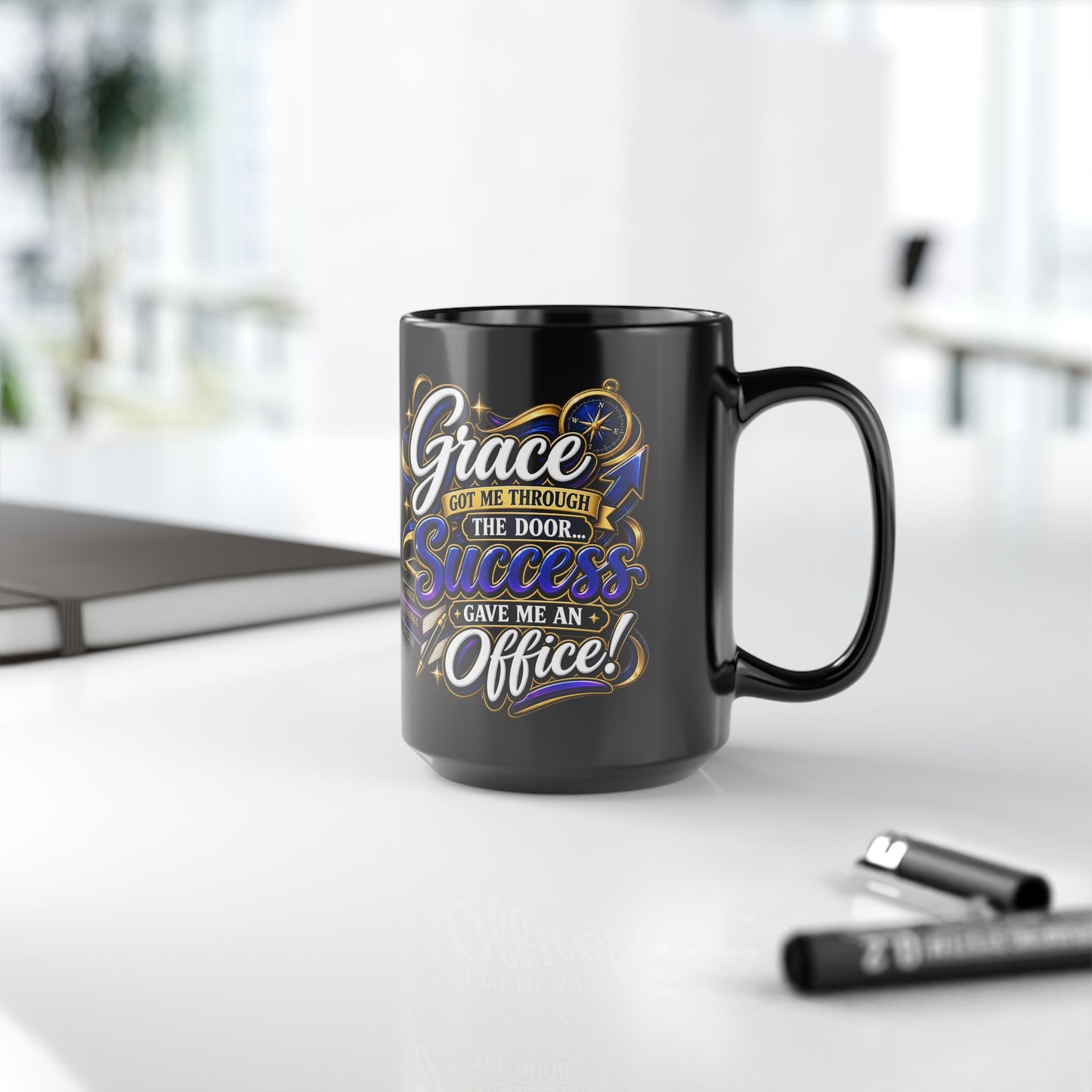 "Grace Got Me Through, DF" Divine Faith mug (Black, 11oz/15oz)