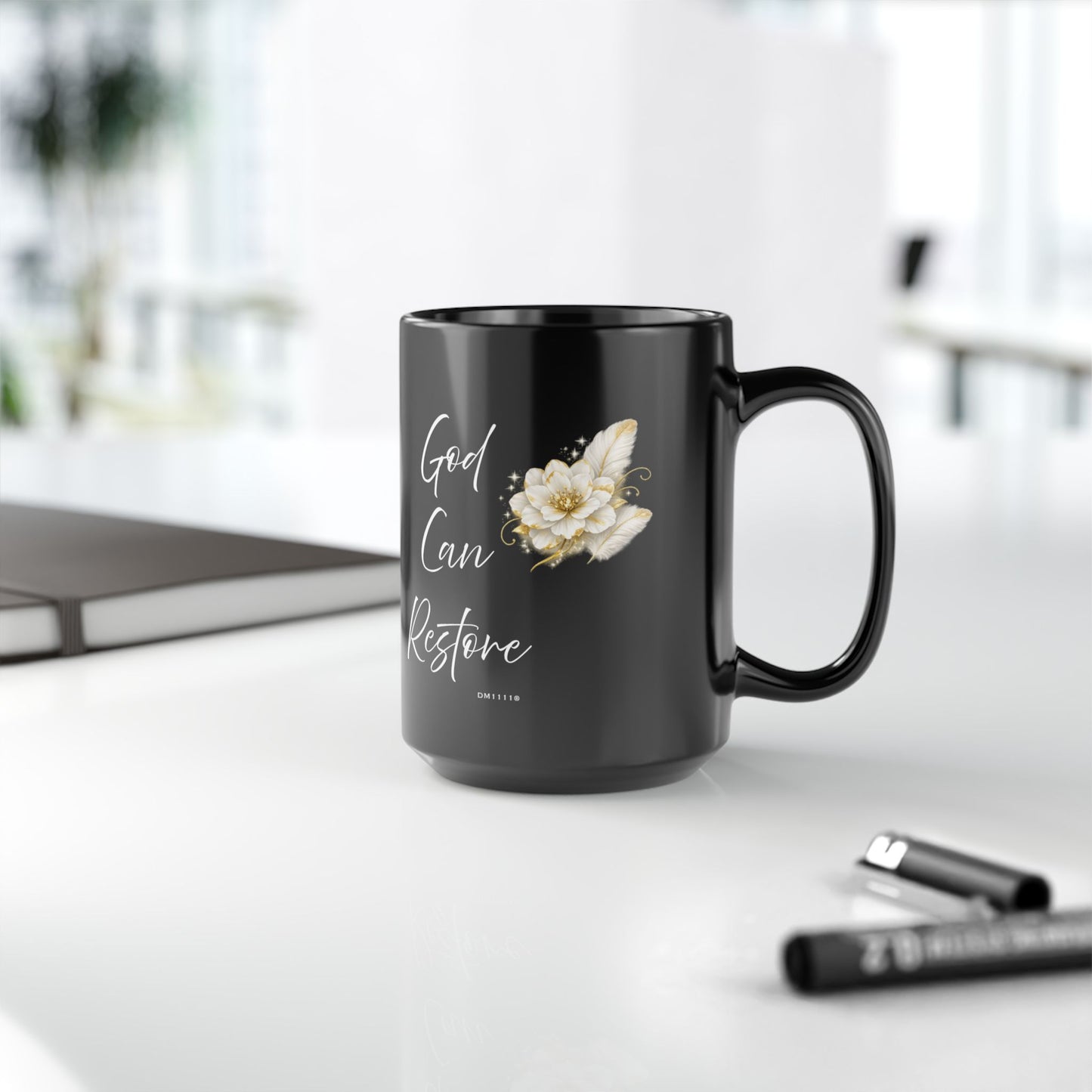 "God Can Restore" Divine Faith mug (Black, 11oz/15oz)