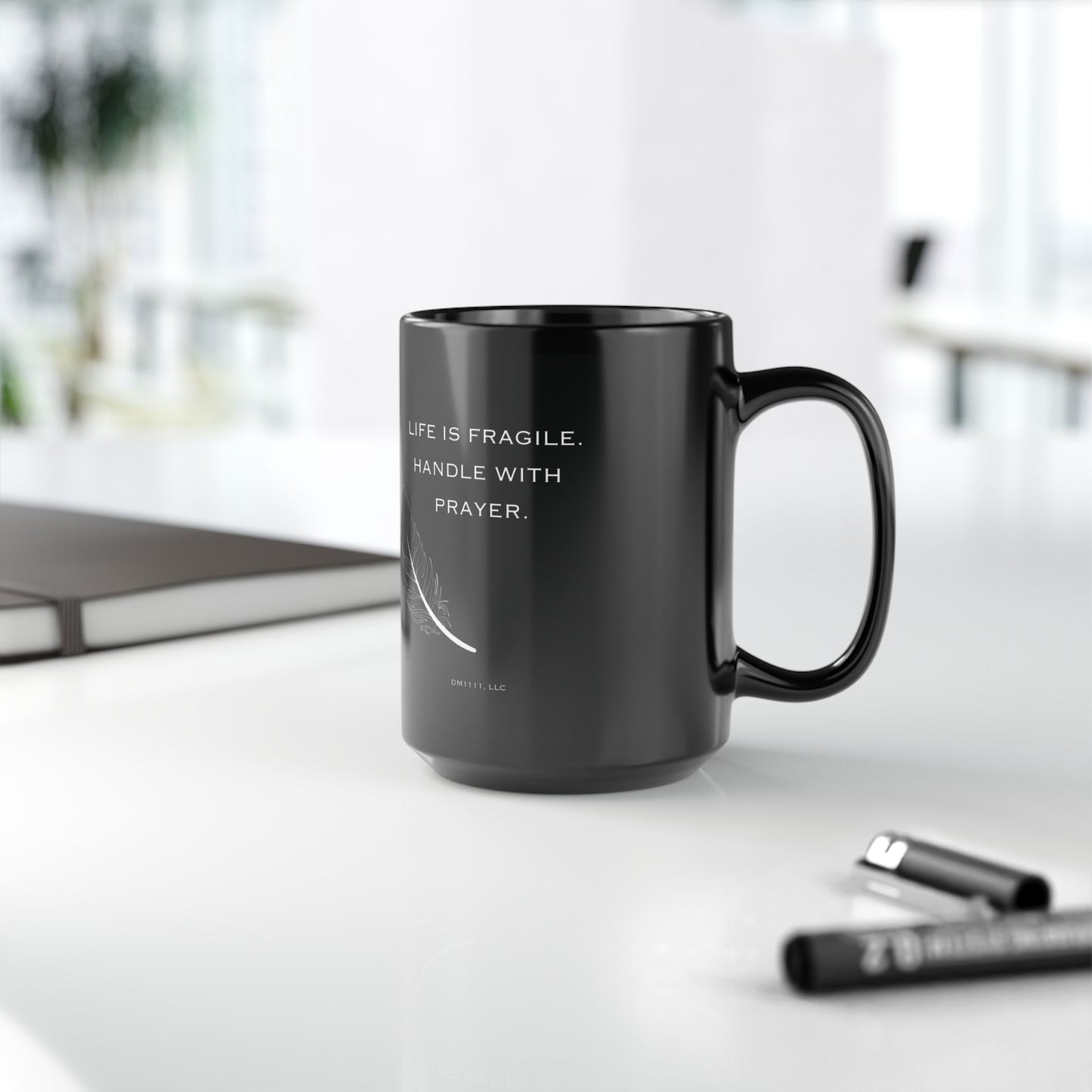 DM1111 "Handle With Prayer" Black Mug (11oz, 15oz)