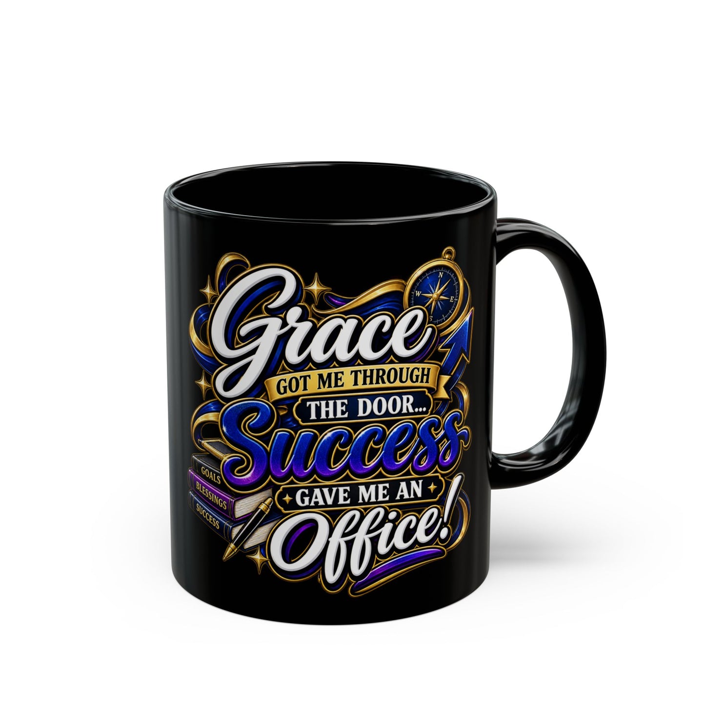 "Grace Got Me Through, DF" Divine Faith mug (Black, 11oz/15oz)