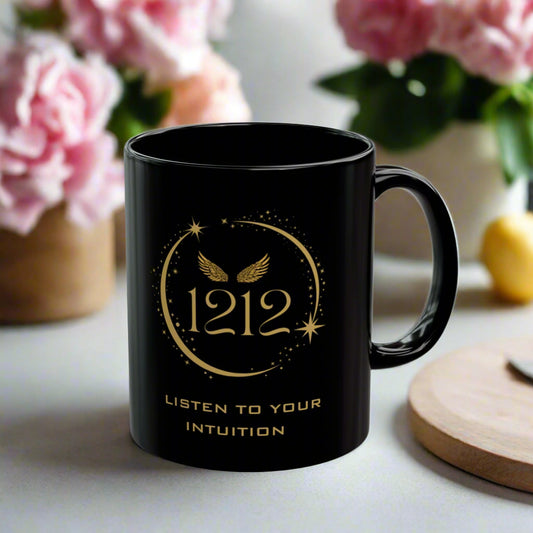 Angel 1212 Affirmation DM1111 Black Mug (11oz, 15oz)