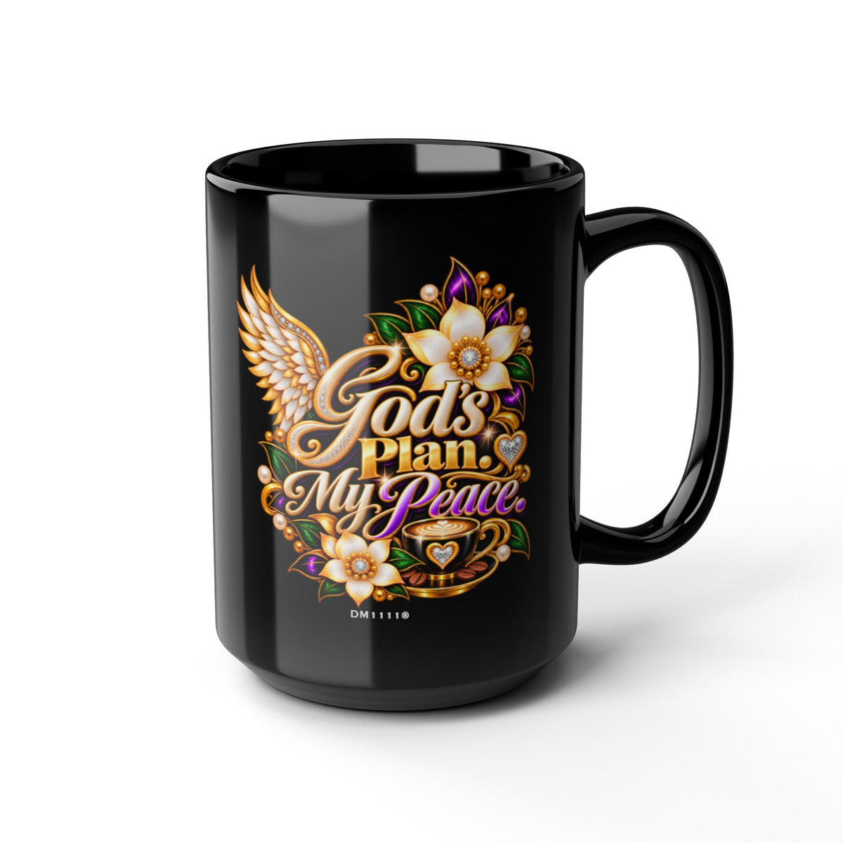 "God's Plan. My Peace" Divine Faith mug (Black, 11oz/15oz)