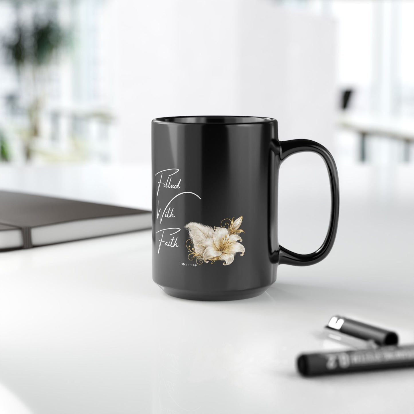 "Filled With Faith" Divine Faith mug (Black, 11oz/15oz)