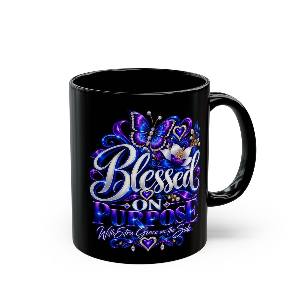 "Blessed On Purpose, DF" Divine Faith mug (Black, 11oz/15oz)