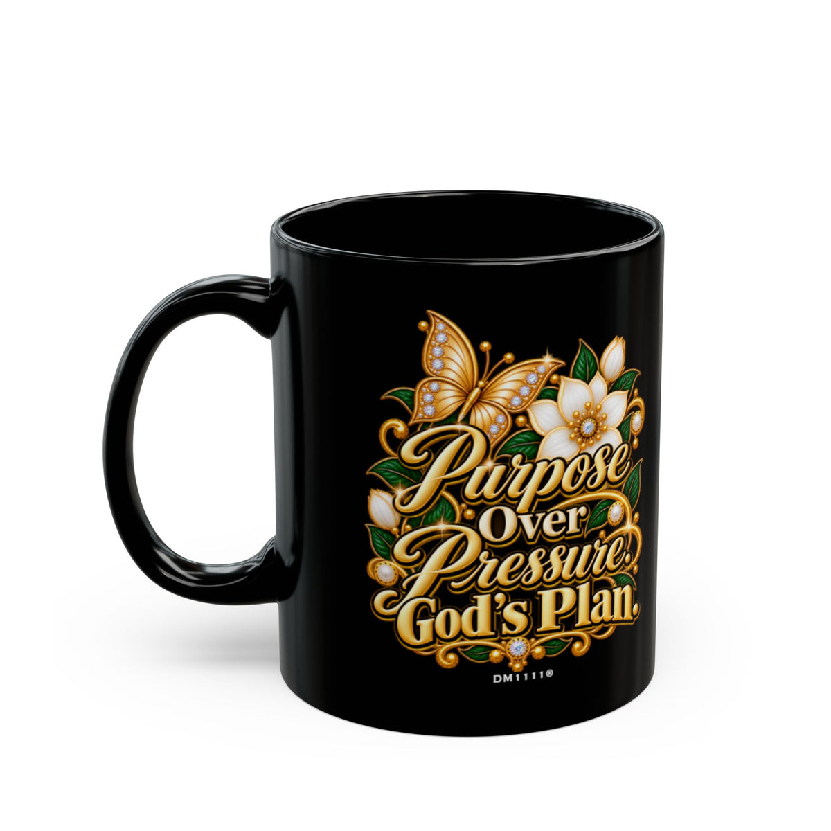 "Purpose Over Pressure" Divine Faith mug (Black, 11oz/15oz)