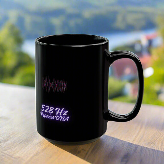 528 Hz Frequency DM1111 Black Mug (11oz, 15oz)