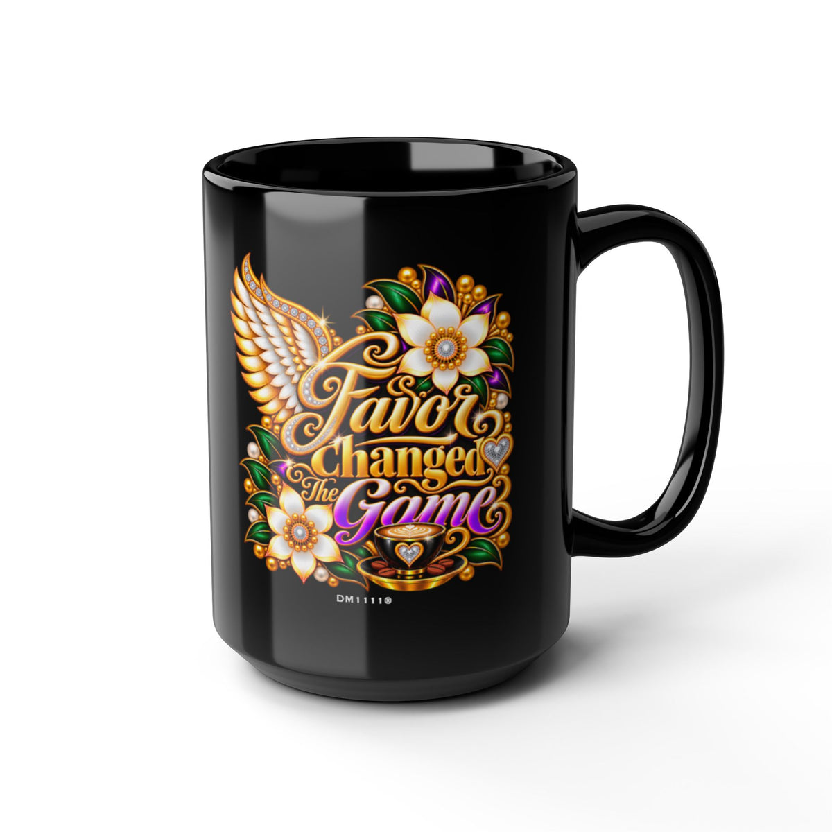 "Favor Changed The Game" Divine Faith mug (Black, 11oz/15oz)