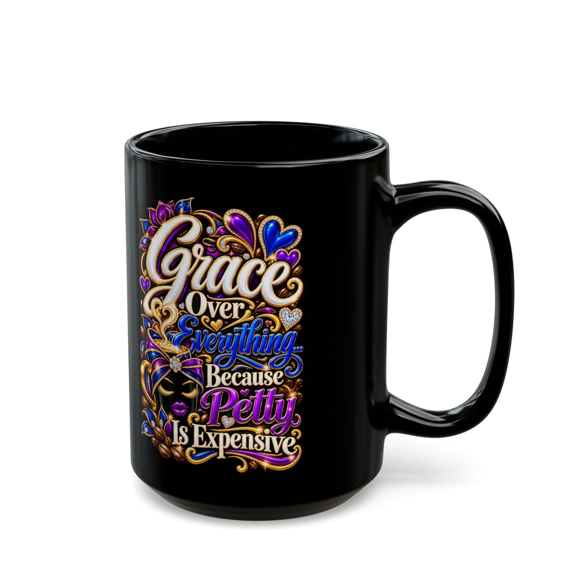"Grace Over Everything, DF" Divine Faith mug (Black, 11oz/15oz)