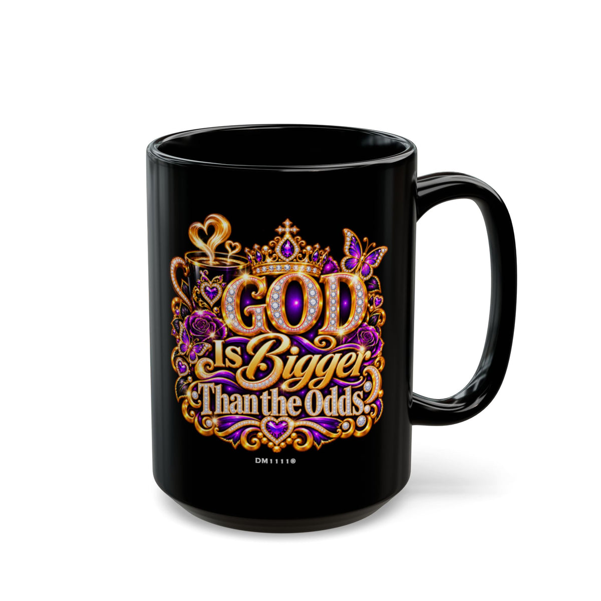 "God Is Bigger Than The Odds" Divine Faith mug (Black, 11oz/15oz)