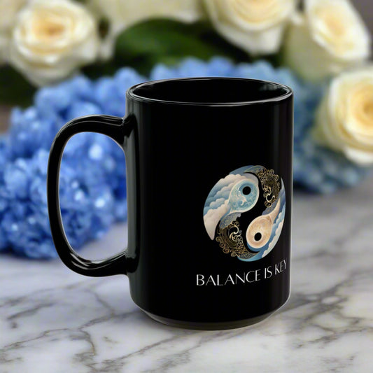 Balance Is Key Cloud DM1111 Black Mug (11oz, 15oz)
