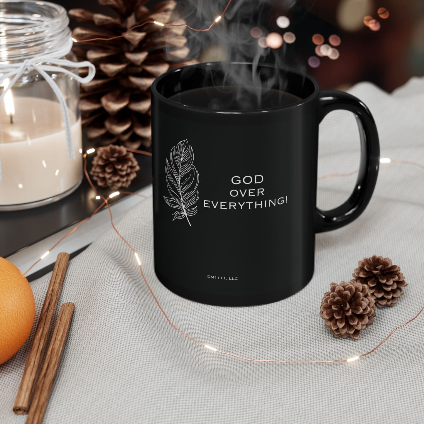 DM1111 "God Over Everything" Black Mug (11oz, 15oz)