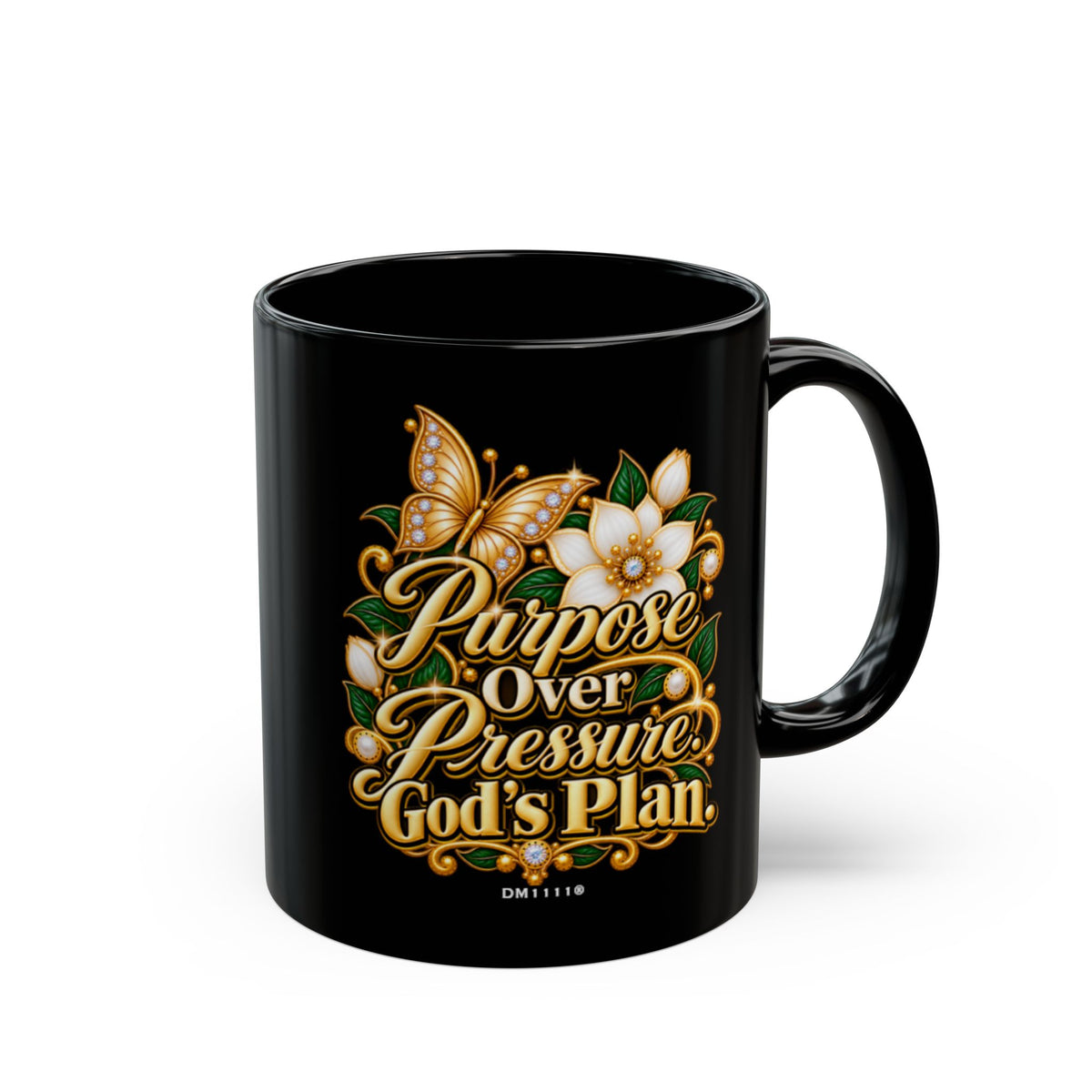 "Purpose Over Pressure" Divine Faith mug (Black, 11oz/15oz)