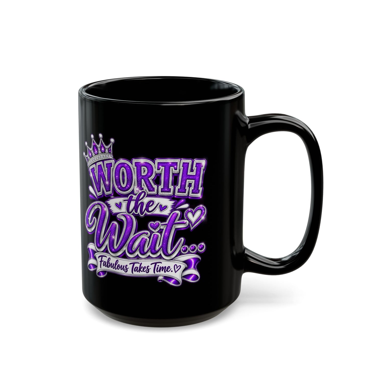 "Worth The Wait, DF" Divine Faith mug (Black, 11oz/15oz)