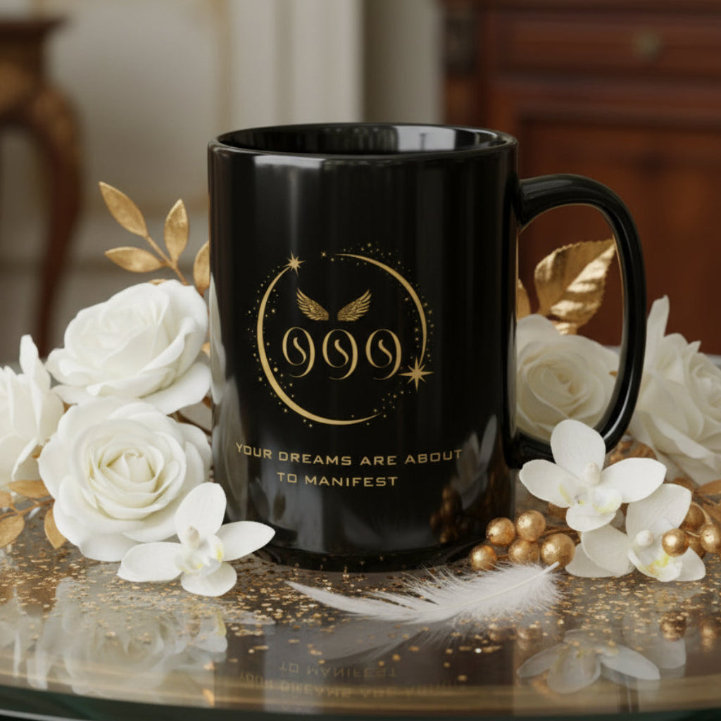Angel 999 Affirmation DM1111 Black Mug (11oz, 15oz)