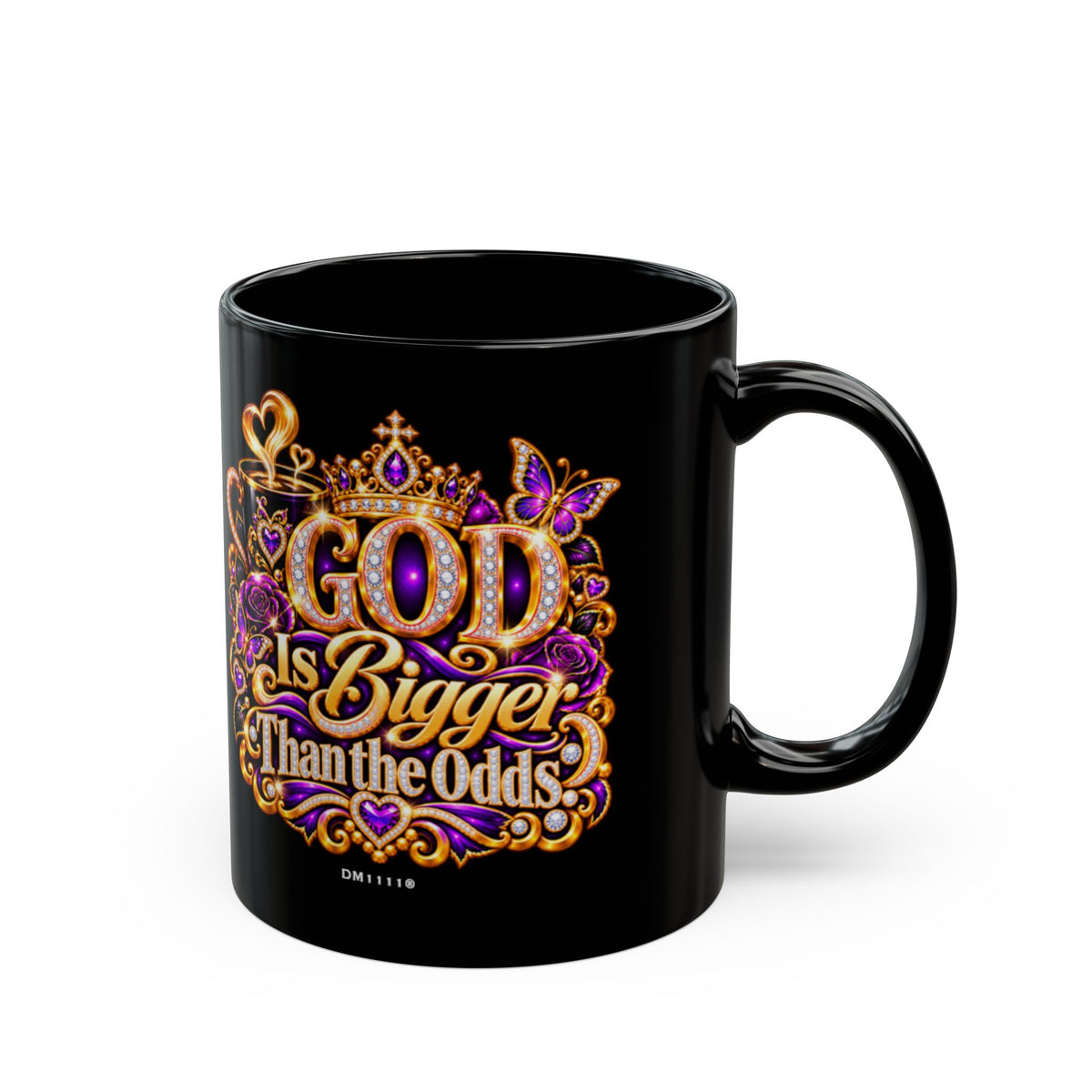 "God Is Bigger Than The Odds" Divine Faith mug (Black, 11oz/15oz)