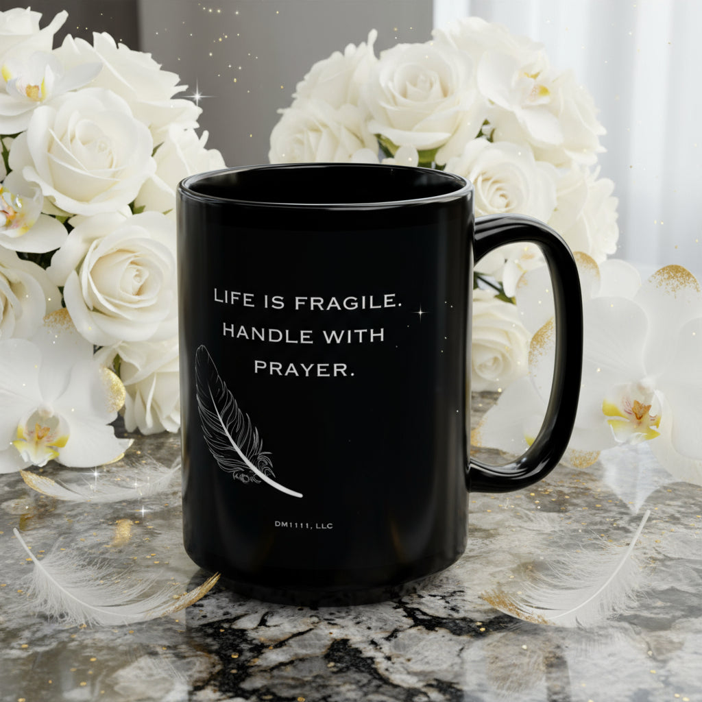 DM1111 "Handle With Prayer" Black Mug (11oz, 15oz)