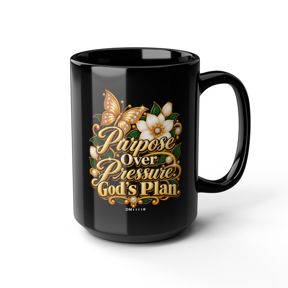 "Purpose Over Pressure" Divine Faith mug (Black, 11oz/15oz)