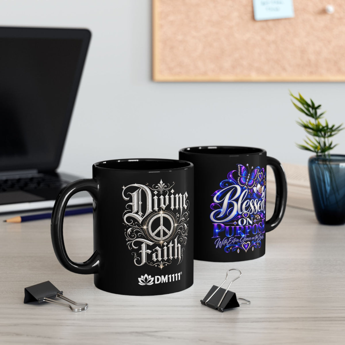 "Blessed On Purpose, DF" Divine Faith mug (Black, 11oz/15oz)