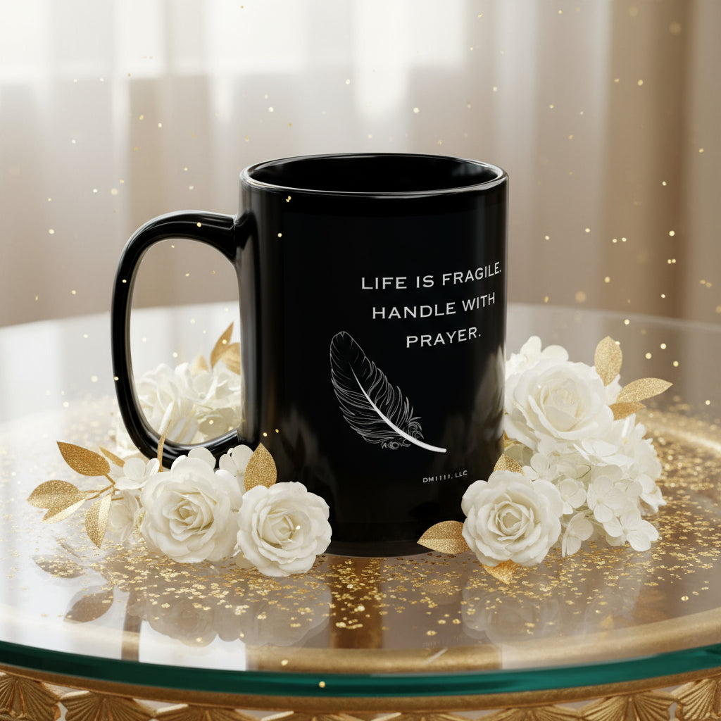DM1111 "Handle With Prayer" Black Mug (11oz, 15oz)