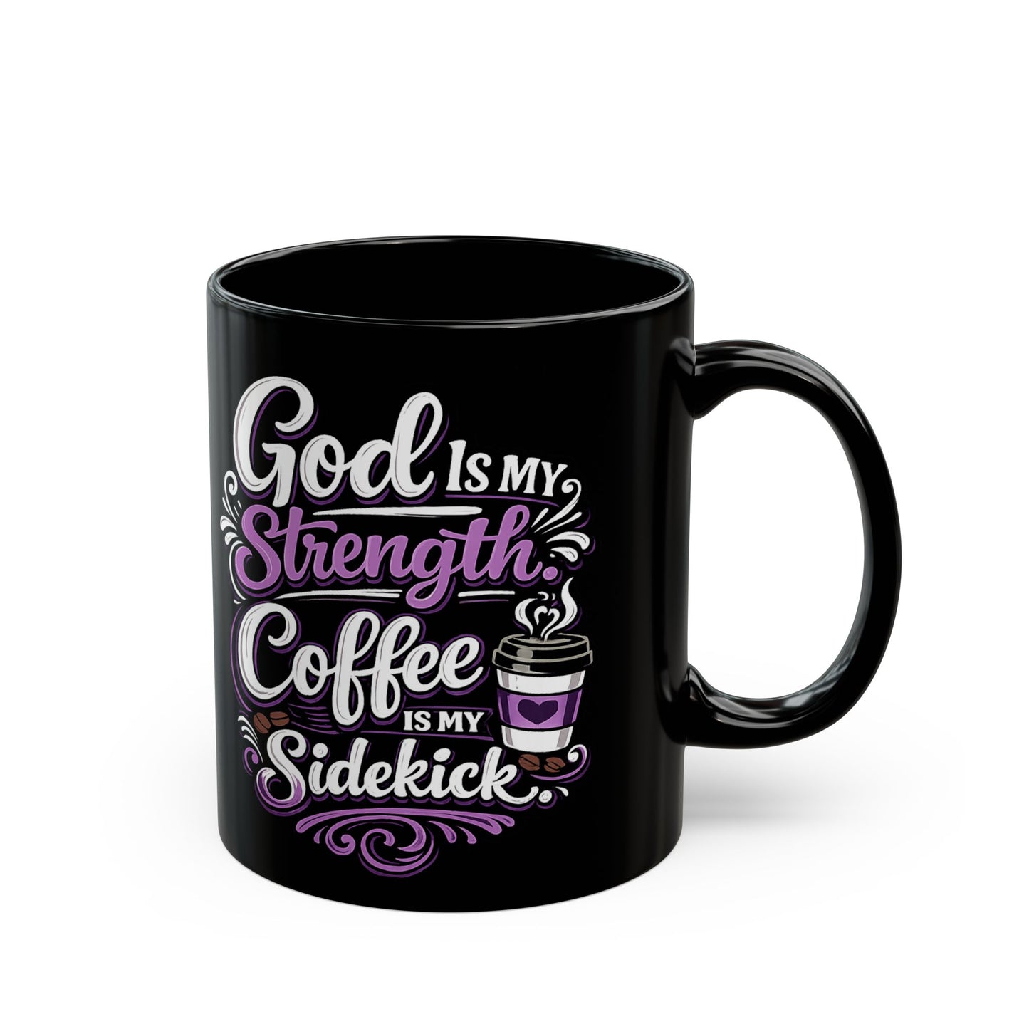 "God Is My Strength, DF" Divine Faith mug (Black, 11oz/15oz)