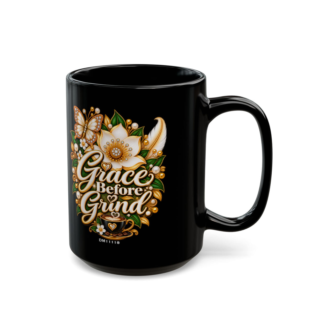 "Grace Before Grind" Divine Faith mug (Black, 11oz/15oz)