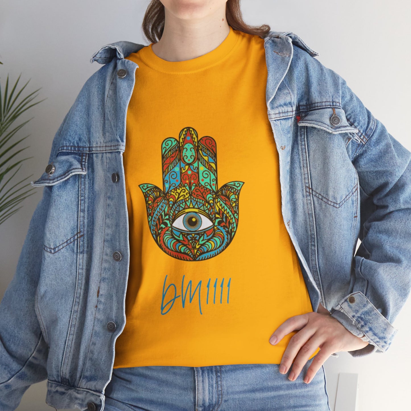 Green Hamsa Hand Eye DM1111 Unisex Heavy Cotton Tee