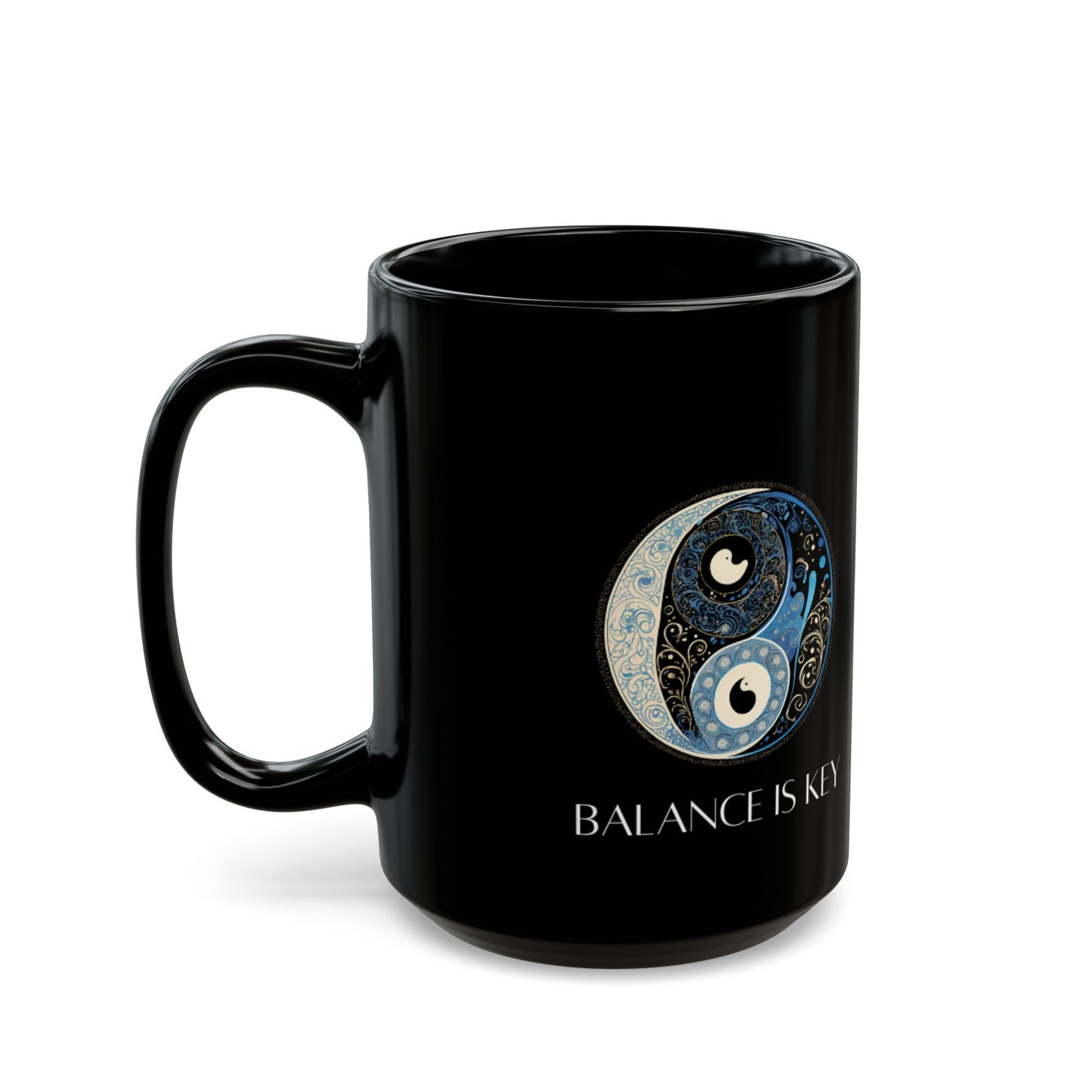 Balance Is Key Blue DM1111 Black Mug (11oz, 15oz)
