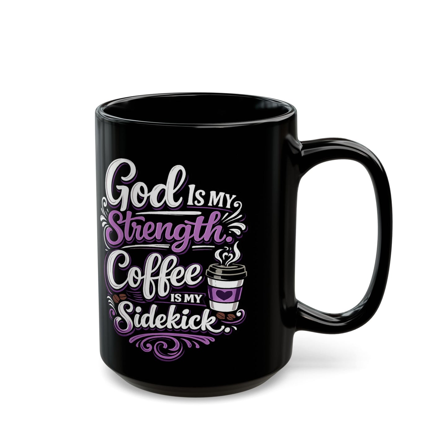 "God Is My Strength, DF" Divine Faith mug (Black, 11oz/15oz)