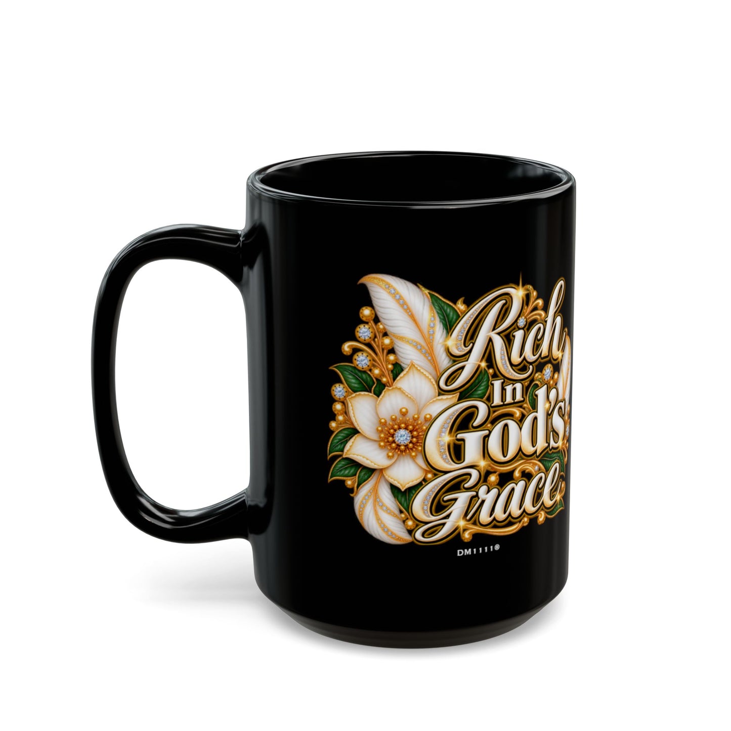 "Rich In God's Grace" Divine Faith mug (Black, 11oz/15oz)