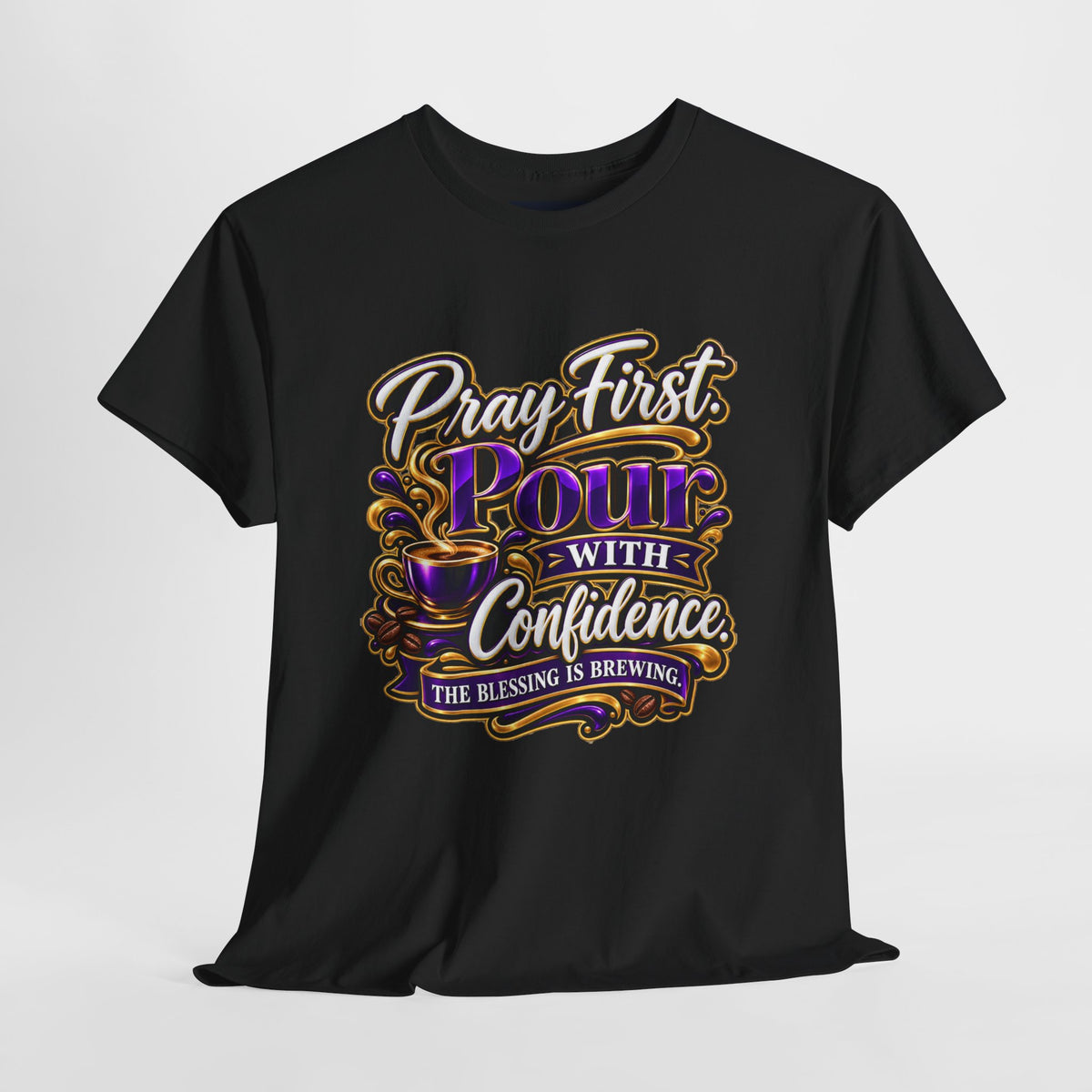 "Pray First. Pour With Confidence, DF" T-Shirt by DM1111