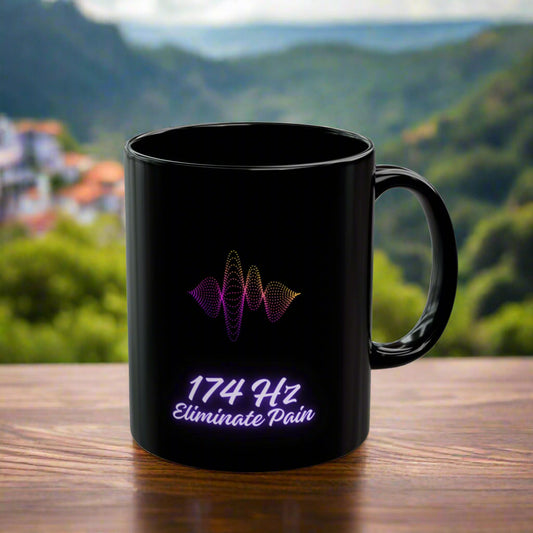 174 Hz Frequency DM1111 Black Mug (11oz, 15oz)