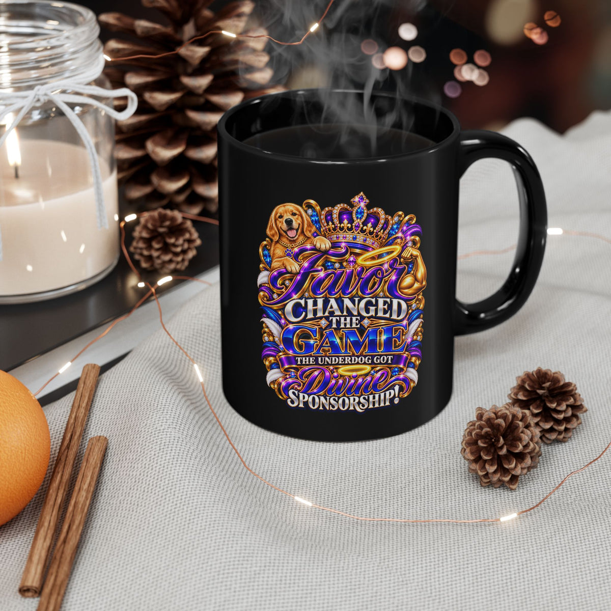 "Favor Changed The Game, DF" Divine Faith mug (Black, 11oz/15oz)